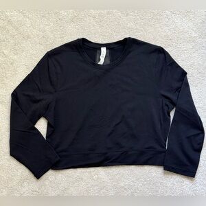 Lululemon Short Stop LS Pullover Mesh Back Cropped Top Shirt - Black - Size 12